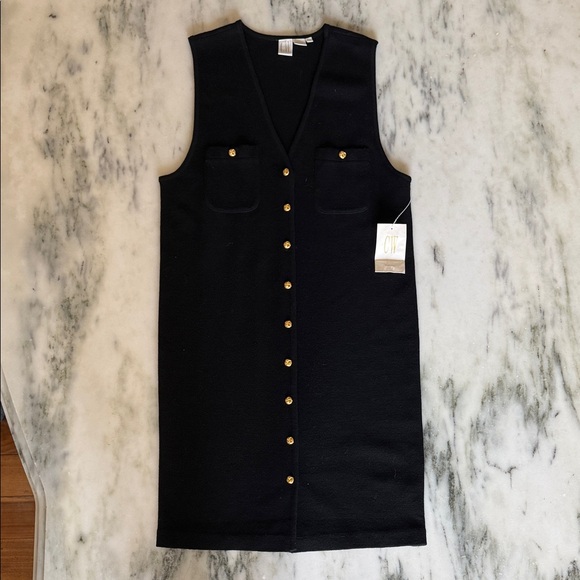 Clifford & Wills Dresses & Skirts - Clifford & Wills Black Sleeveless Dress with Gold Accents 100% wool